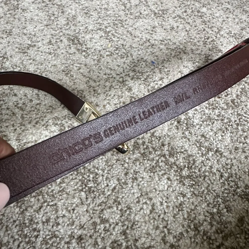 Chico’s Red Textured Leather adjustable Women’s Belt  M/L